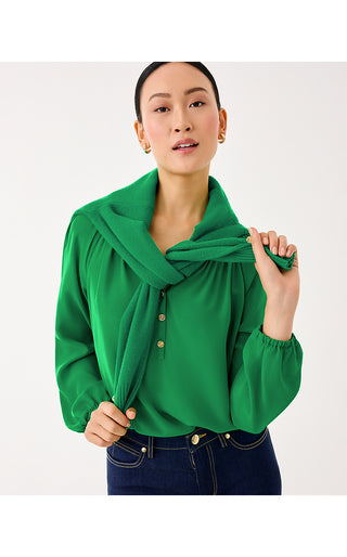 Elsa Silk Top - Bamboo Green
