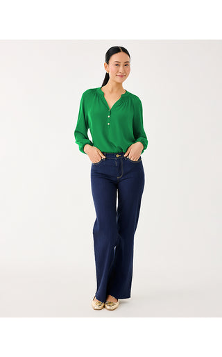 Elsa Silk Top - Bamboo Green