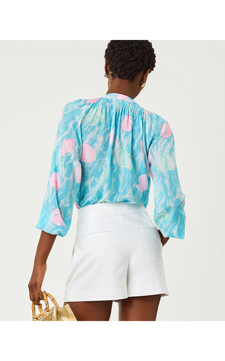 Elsa Silk Top - Capri Blue Shelden