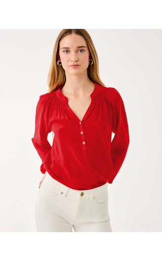 Elsa Silk Top - Cranberry Red