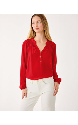 Elsa Silk Top - Cranberry Red