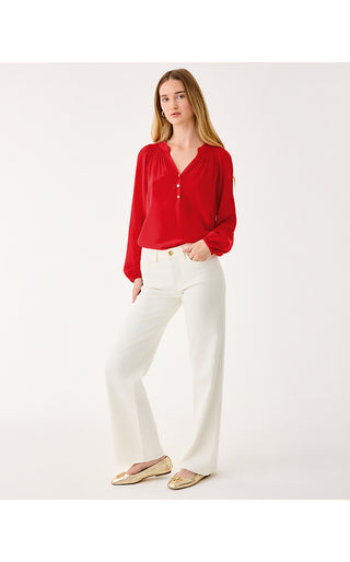 Elsa Silk Top - Cranberry Red