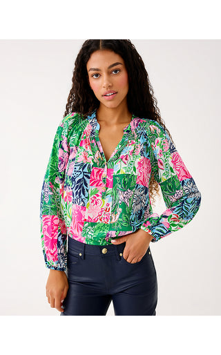 Elsa Silk Top - Multi Party Punch Patch