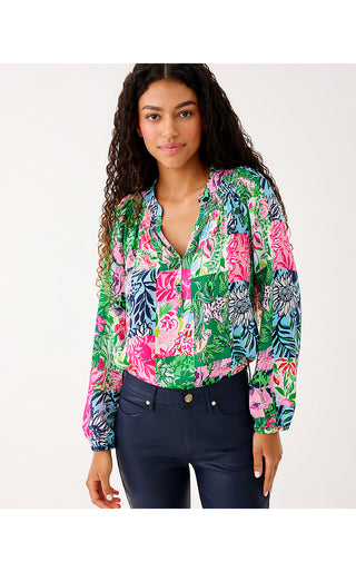 Elsa Silk Top - Multi Party Punch Patch