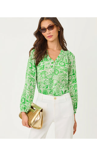 Elsa Silk Top - Putting Green Lil Fleur De Lilly