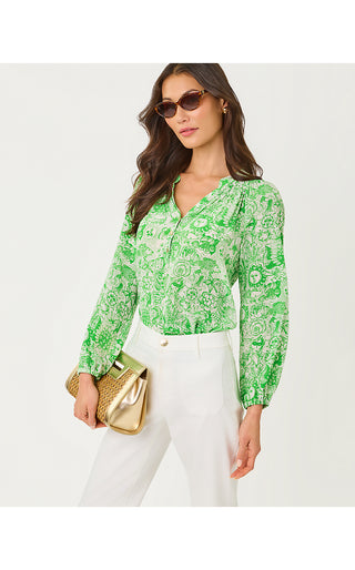 Elsa Silk Top - Putting Green Lil Fleur De Lilly