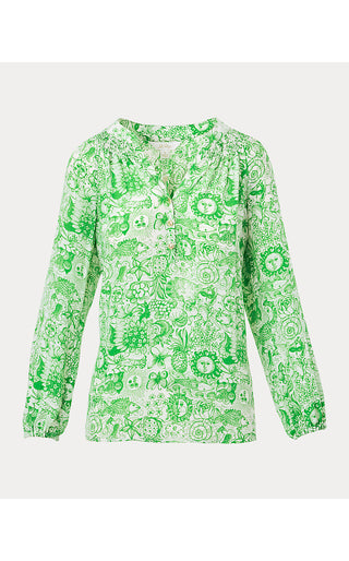 Elsa Silk Top - Putting Green Lil Fleur De Lilly