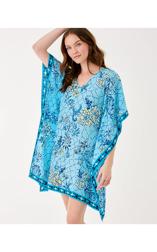 Lindamarie Silk Caftan - Bellevue Blue Breakers Beach Engineered