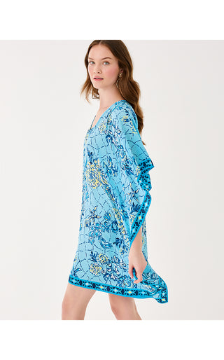 Lindamarie Silk Caftan - Bellevue Blue Breakers Beach Engineered