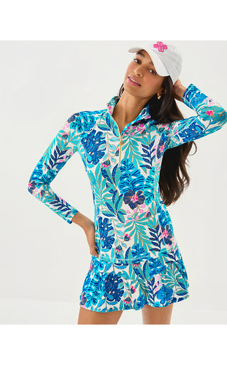 UPF 50+ Luxletic Justine Half Zip Jacket - Breezy Aqua Best Fronds Forever