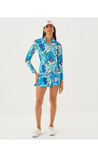 UPF 50+ Luxletic Justine Half Zip Jacket - Breezy Aqua Best Fronds Forever