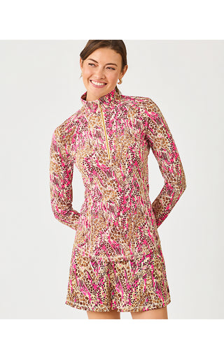 UPF 50+ Luxletic Justine Half Zip Jacket - Pink Aster Lil Sketching On Safari