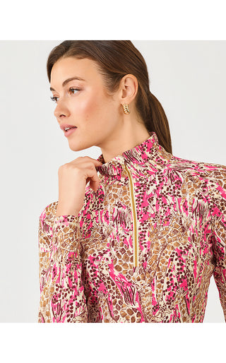UPF 50+ Luxletic Justine Half Zip Jacket - Pink Aster Lil Sketching On Safari