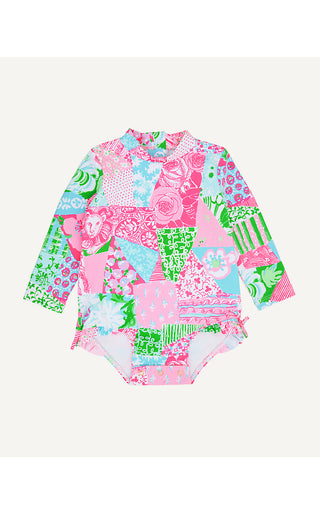 UPF 50+ Girls Idella Infant Swimsuit - Multi Crazy Quilt