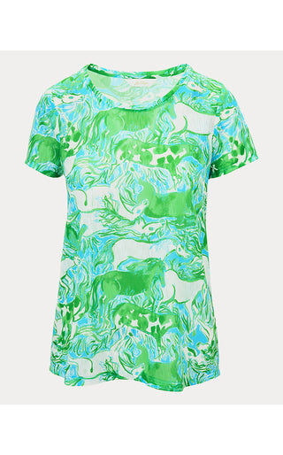 Etta Scoopneck Top - Capri Blue Galloping Gals