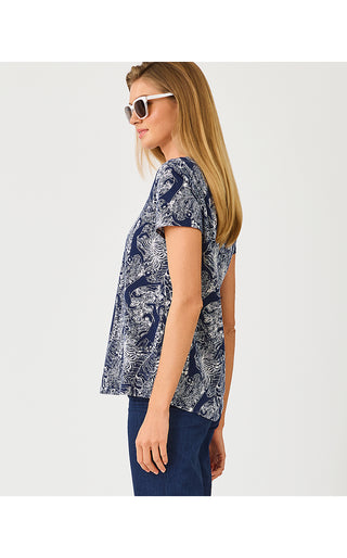 Etta Scoopneck Top - Low Tide Navy Lil Palm Prowl
