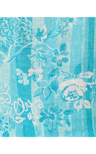 Sea View Linen Button Down Top - Capri Blue Roseys Petals