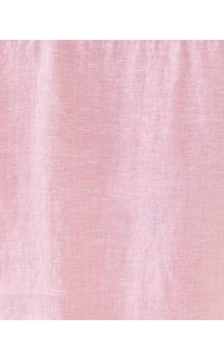 Sea View Linen Button Down Top - Conch Shell Pink X Resort White