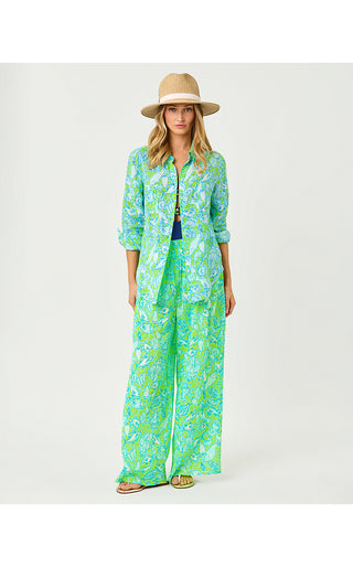 Sea View Linen Button Down Top - Day Dream Blue Throw Me A Line