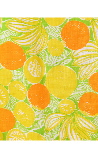 Sea View Linen Button Down Top- Island Palm Zesty