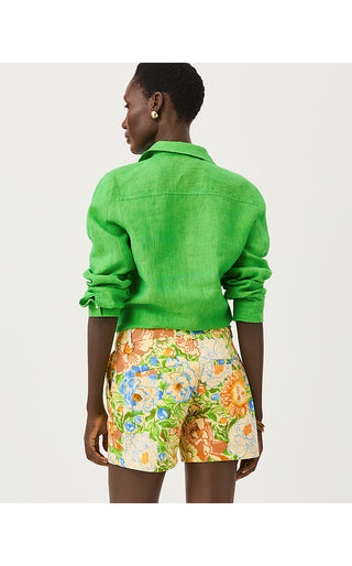 Sea View Linen Button Down Top - Ivy Green X Chateau Green