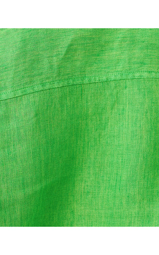 Sea View Linen Button Down Top - Ivy Green X Chateau Green