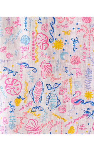 Sea View Linen Button Down Top - Multi Summer Serenade