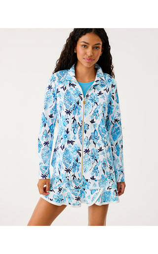 UPF 50+ Leona Zip-Up Jacket - Resort White Seashell Splendor