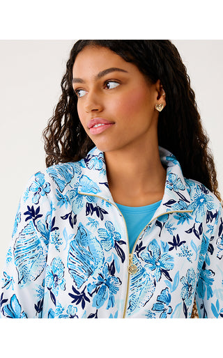 UPF 50+ Leona Zip-Up Jacket - Resort White Seashell Splendor