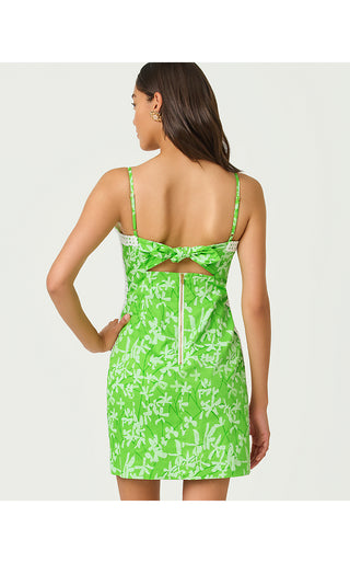 Shelli Stretch Dress - Crocodile Green Liza Overprint