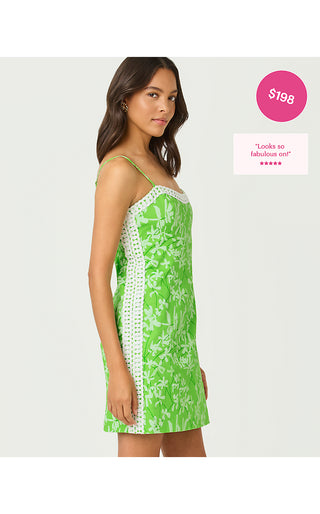 Shelli Stretch Dress - Crocodile Green Liza Overprint