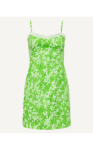 Shelli Stretch Dress - Crocodile Green Liza Overprint