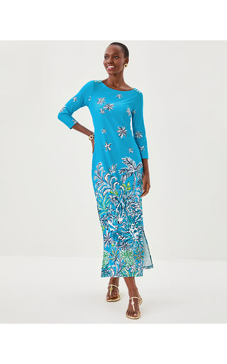 UPF 50+ Seralina ChillyLilly Maxi Dress - Tangier Teal Safari Social Engineered