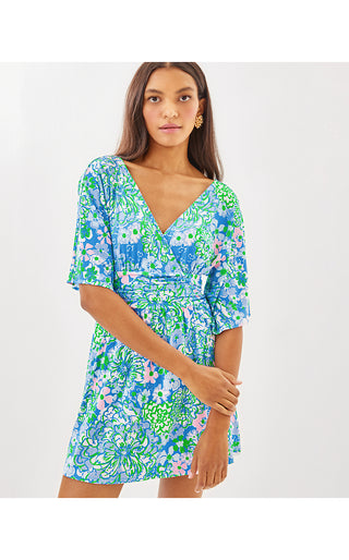 Parigi Knit Skort Romper - Sunwashed Blue Plumes In Bloom