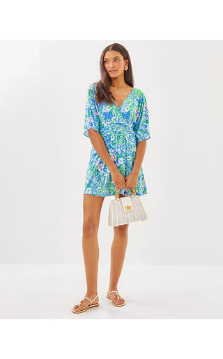 Parigi Knit Skort Romper - Sunwashed Blue Plumes In Bloom
