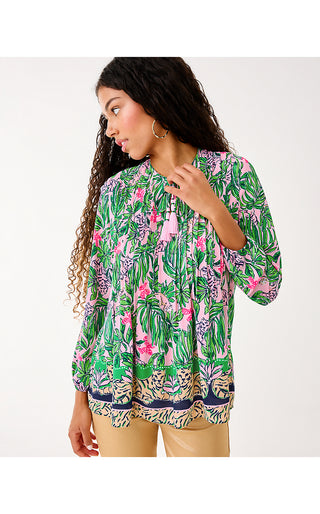 Marilina Long Sleeve Tunic Top - Conch Shell Pink Roaring With Joy Engineered Tunic