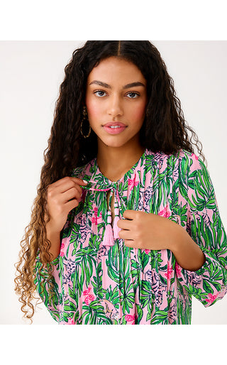 Marilina Long Sleeve Tunic Top - Conch Shell Pink Roaring With Joy Engineered Tunic