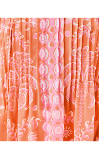 Marilina Long Sleeve Tunic Top - Papaya Breezy Palm Engineered Tunic