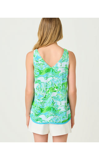 Florin Straight Hem Top - Capri Blue Galloping Gals