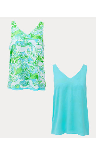 Florin Straight Hem Top - Capri Blue Galloping Gals