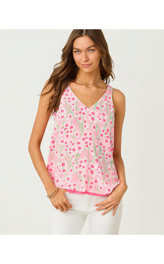 Florin Reversible Straight Hem Top - Conch Shell Pink Lil Sunny Daisies