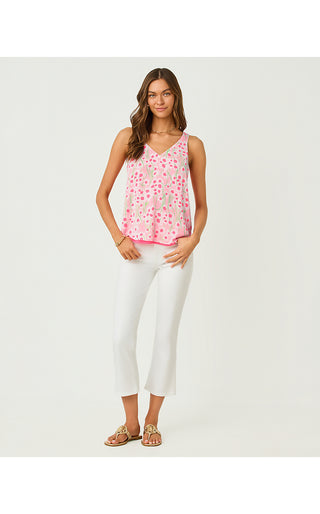 Florin Reversible Straight Hem Top - Conch Shell Pink Lil Sunny Daisies