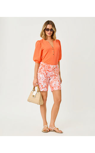 Natia Mid-Rise Knit Short - Sunset Orange Budding Romance