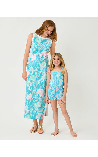 Girls Mini Jace Romper - Capri Blue Shelden