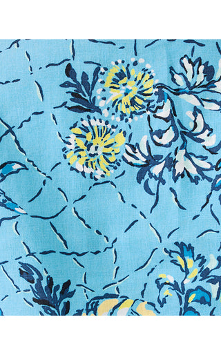 Mialeigh Elbow Sleeve Linen Top - Bellevue Blue Breakers Beach