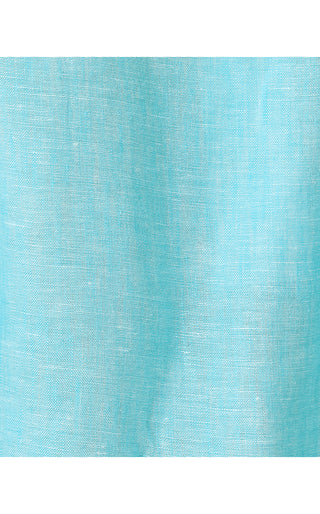 Mialeigh Elbow Sleeve Linen Top - Capri Blue X Resort White
