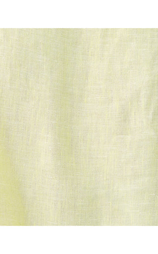 Mialeigh Elbow Sleeve Linen Top - Limoncello x Resort White