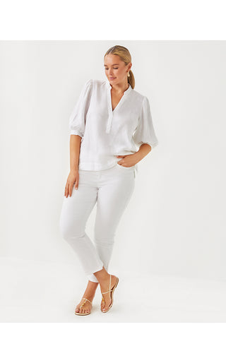 Mialeigh Elbow Sleeve Top - Resort White