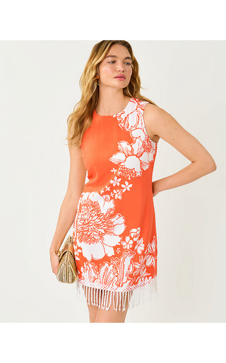 Aniya Shift Dress - Sunset Orange Budding Romance Engineered