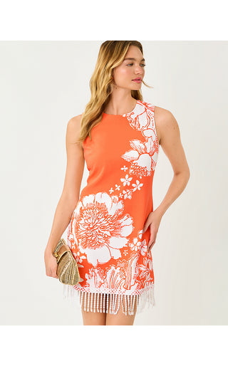 Aniya Shift Dress - Sunset Orange Budding Romance Engineered